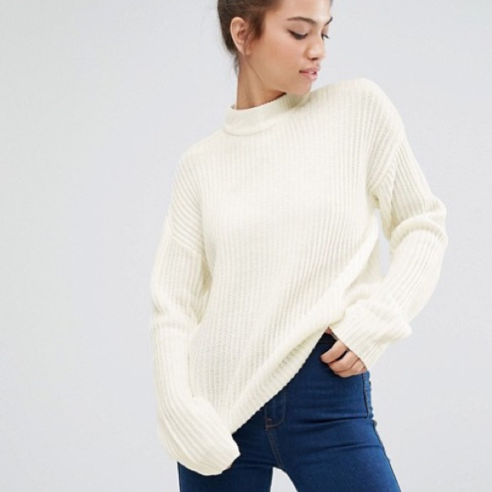 Vintage • Cream rib knit sweater